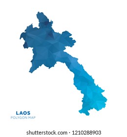 Map of Laos. Blue geometric polygon map.