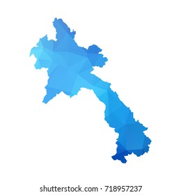 Map of Laos - Blue Geometric Rumpled Triangular , Polygonal Design For Your . Vector illustration eps 10.