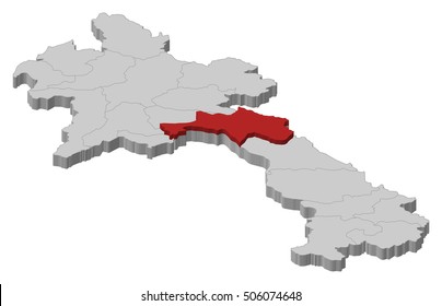 Map - Laos, Bolikhamsai - 3D-Illustration
