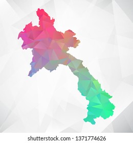 Map of Laos. Colorful Geometric Rumpled Triangular , Polygonal Design For Your . Vector illustration eps 10.