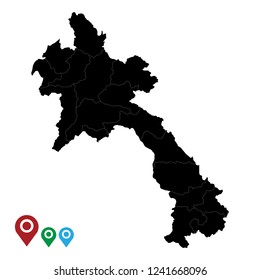 Map of Laos, High Detailed Map of Laos isolated on white background.Vector illustration eps 10