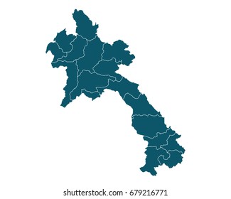 Map of Laos - High detailed on white background. Abstract design vector illustration eps 10.