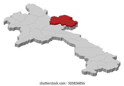 Map - Laos, Hua Phan - 3D-Illustration
