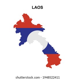 Map of Laos with national flag icon vector symbol.