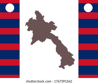 Map of Laos on background with flag