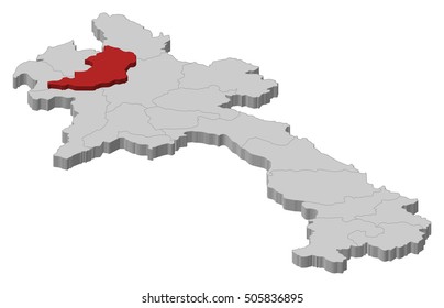 Map - Laos, Oudomxay - 3D-Illustration