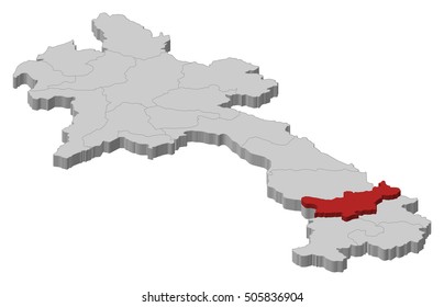 Map - Laos, Salavan - 3D-Illustration