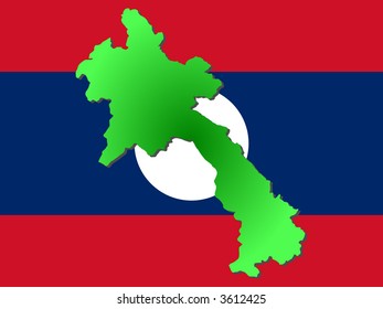 map of Laos and their flag illustration