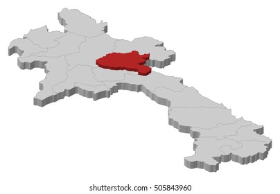 Map - Laos, Xieng Khouang - 3D-Illustration