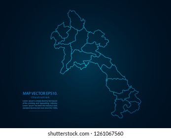 Map of laos,Abstract mash line and point scales on dark background for your web site design map logo, app, ui,Travel. Vector illustration eps 10.