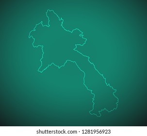 Map of Laos,Green map on dark background. Vector illustration eps 10.