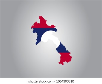 Map of laosHigh with flag,vector illustration