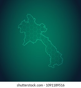 Map of Laos-Wire frame 3D mesh polygonal network line, design sphere, dot and structure. Vector illustration eps 10.