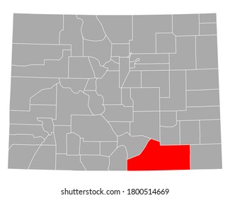 Map of Las Animas in Colorado on white