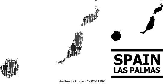 Map of Las Palmas Province for politics applications. Vector nation mosaic. Concept map of Las Palmas Province created of crowd elements. Demographic concept in dark grey color tones.