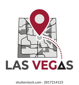 Map of Las Vegas with red location pin on Nevada background