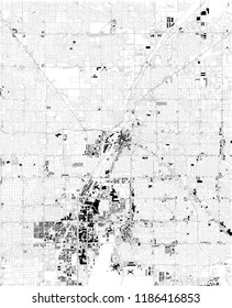 Map of Las Vegas, satellite view, black and white map. Street directory and city map. Nevada, United States