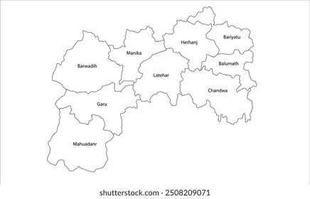 Mapa de Latehar distrito Block, Latehar distrito, Jharkhand estado, República da Índia, Governo de Jharkhand, Território indiano, Índia Oriental, política, aldeia, turismo