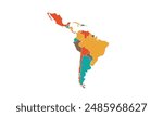 Map of Latin America isolated .modern colorful style. for website layouts, background, education, precise, customizable, Travel worldwide, map silhouette backdrop, earth geography, political, reports.