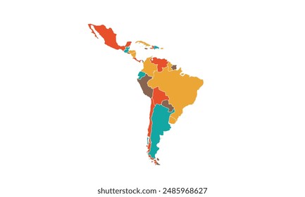 Map of Latin America isolated .modern colorful style. for website layouts, background, education, precise, customizable, Travel worldwide, map silhouette backdrop, earth geography, political, reports.