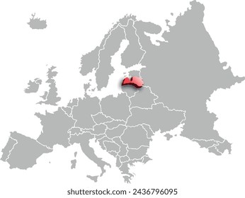 map of LATVIA with the countries of EUROPA 3d isometric