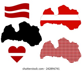 Map of Latvia of different colors on a white background 