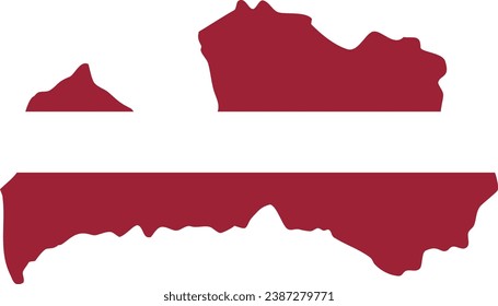 Map of Latvia With Flag Fill