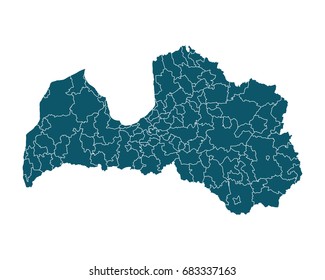 Map of Latvia - High detailed on white background. Abstract design vector illustration eps 10.