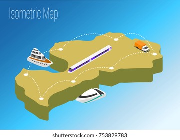 Map Latvia isometric concept. 3d flat illustration of Map Europe.