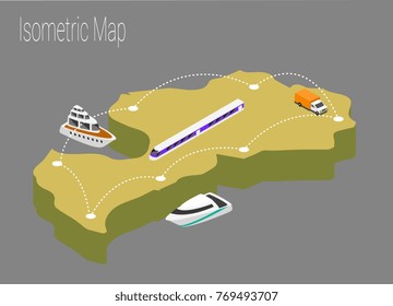 Map Latvia isometric concept. 3d flat illustration of Map Europe.