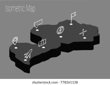 Map Latvia isometric concept. 3d flat illustration of Map Europe.