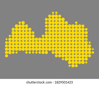 Map of Latvia on gray