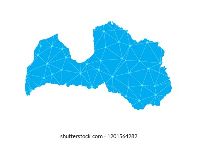 Map of Latvia from Polygonal wire frame low poly mesh,Latvia map Vector Illustration EPS10.
