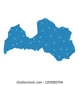 Map of Latvia from Polygonal wire frame low poly mesh,Latvia map Vector Illustration EPS10.