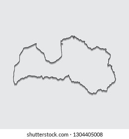 Map of Latvia with shadow on gray background.eps10 