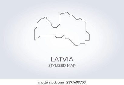 Mapa de Letonia en un estilo minimalista estilizado. Simple ilustración del mapa del país.