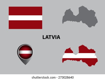 Map of Latvia and symbol