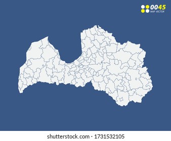 Map of Latvia vector on blue