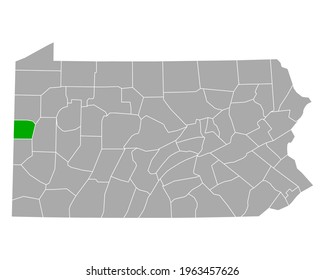 Map of Lawrence in Pennsylvania on white