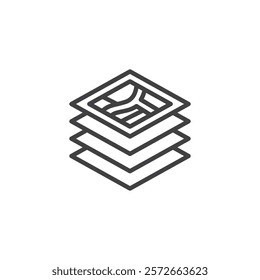 Map Layers line icon. linear style sign for mobile concept and web design. Multiple map layers stacked outline vector icon. Symbol, logo illustration. Vector graphics