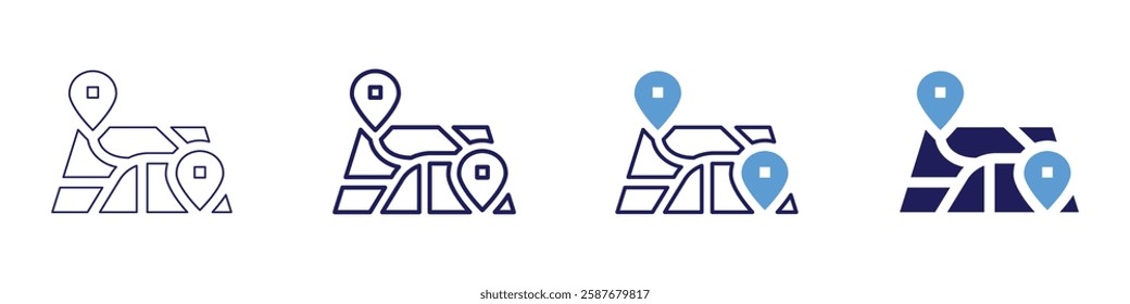 Map layouts icon in 4 different styles. Thin Line, Line, Bold Line, Duotone. Duotone style. Editable stroke.