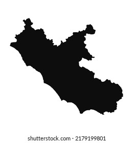 Map of Lazio high quality vector illustration - Hand made black silhouette drawing of Lazio region borders