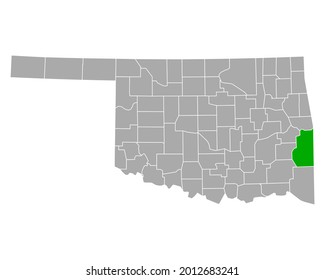 Map of Le Flore in Oklahoma on white