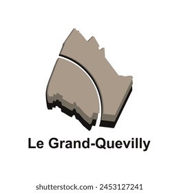 Map of Le Grand Quevilly design illustration, vector symbol, sign, outline, World Map International vector template on white background