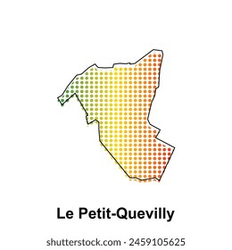 Map of Le Petit Quevilly City with gradient color, dot technology style illustration design template, suitable for your company