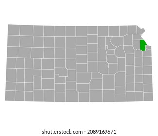 Map of Leavenworth in Kansas on white