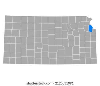 Map of Leavenworth in Kansas on white