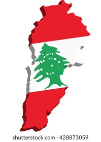 A map of Lebanon 3D on white background