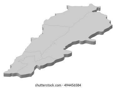 Map - Lebanon - 3D-Illustration