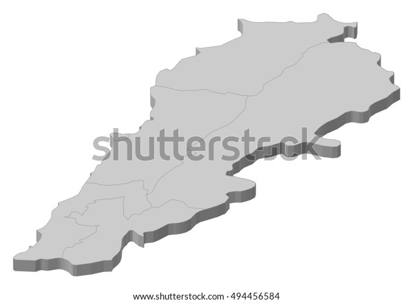 Map Lebanon 3dillustration Stock Vector Royalty Free 494456584   Map Lebanon 3dillustration 600w 494456584 